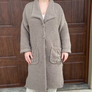 Chunky Knit Mohair Blend Cardigan /Sweater Size L-XL oversized